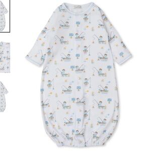 Kissy Kissy White Baby Gown with Gone Fishing Print